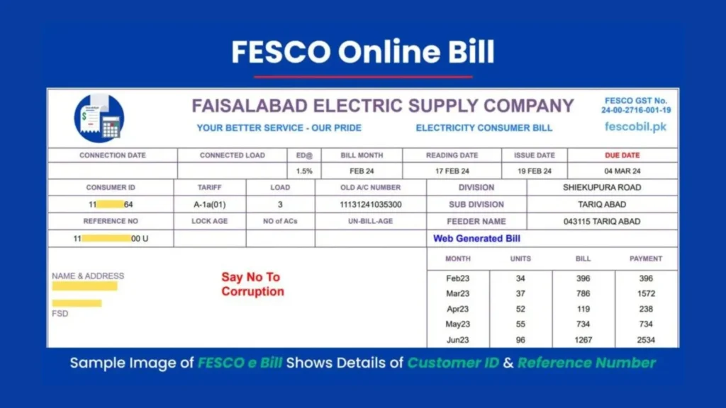 FESCO New Meter Bill Check Online