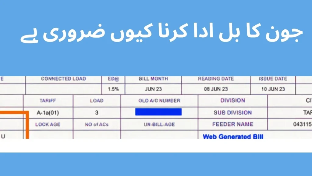 جون کا بل ادا کرنا کیوں ضروری ہے