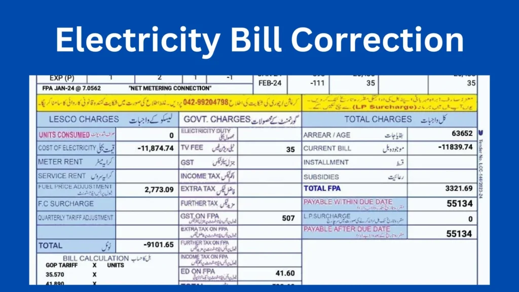 Electricity Bill Correction