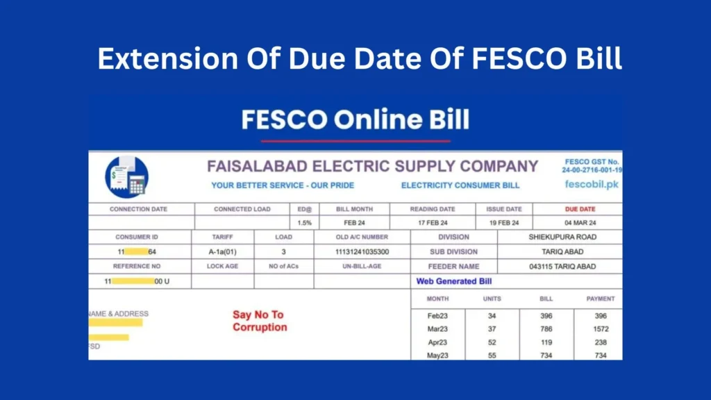 Extension Of Due Date Of FESCO Bill